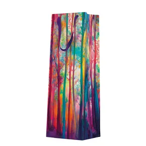 Flaschen-Geschenktüte – Colorful Magic Forest 12x37x10 cm